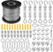 FANTICDE 50m/2MM Garden Wire for Climbing Plants, Fence Rope Clips, Heavy Duty 304 Stainless Steel Cable, Turnbuckle Tensioner Kit, Catenary Wire for String Lights Hanging