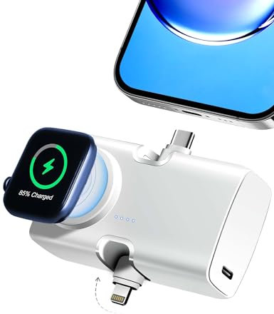 Portable Charger Power Bank for iPhone 15 Apple Watch, 20W Fast Charging USB C Foldable, 5000mAh Travel PD Small Battery Pack, Compatible with iPhone 15 plus/15 pro/15 pro Max/Samsung