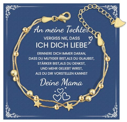CheersLife Tochter Armband,Armband Gold Damen Stern Doppelkette Armbänder,Geschenk für die Tochter Geburtstagsgeschenk Für Mädchen Weihnachten Kreative Geschenke