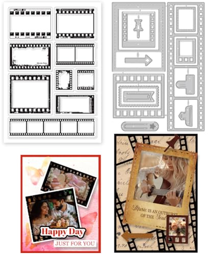 GLOBLELAND Filmhintergrundrahmen Transparente Stempel Und Etikettenrahmen Stanzformen Set Zum Selbermachen Scrapbooking Karten Erstellen von Dekorativen Fotoalben Notizbüchern