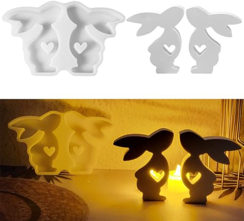 Stampi in Silicone Coniglio per Candele, Stampi in Silicone per Conigli Pasquali 3D, Stampi in Silicone per Colata di Pasqua, Stampi in Gesso per Colata di Conigli Pasqua per Sapone Candela Resina