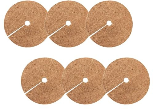 JOINPAYA 6 Esterillas Redondas de Fibra Natural para Anillos de Árboles, Mantillo Transpirable y Protector para Macetas y Plantas, Ideales el Crecimiento de Flores y Plantas