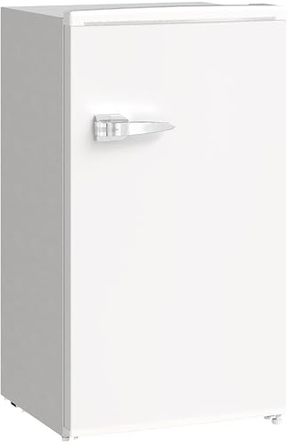 HOMCOM Under Counter Fridge, 85L Retro Freestanding Refrigerator with Chiller Box, Adjustable Thermostat, 2 Removable Glass Shelves, Interior Light, E Rated, 40dB Low Noise, White