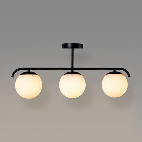 BARCELONA LED - Lámpara de Techo “Talí” con 3 Esferas de Cristal Opalino - Diseño Minimalista Moderno – Compatible con Bombillas E27 Lámpara Techo Dormitorio, Salón o Comedor
