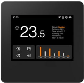 Termostato per ambiente WiFi, termostato digitale LCD, Wi-Fi, display touch, riscaldamento a pavimento, Alexa Smart Home Google, colore termostato: nero
