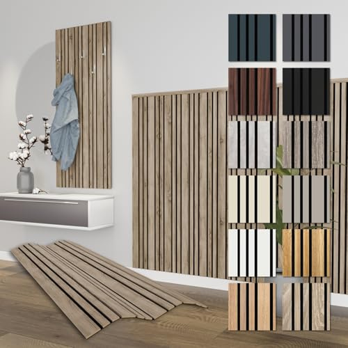 HEXIM Akustikpaneele 4 Stück 138,5x60cm Holz Mila - flexible Holzpaneele Platten Wandpaneele Wanddeko Wand Kombipaneel Wandverkleidung Schalldämmung Akustikfilz braun (3.32m² Sonoma Oak)