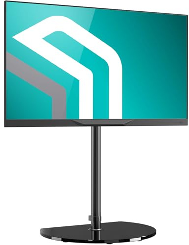 ONKRON Pied TV en Verre Trempé pour 30-60 Pouces, Support TV sur Pied, Poids de 41 kg, Pied Television Universel VESA 100x100-400x400 Support Television Pivotant Hauteur Réglable Noir TS5060-B