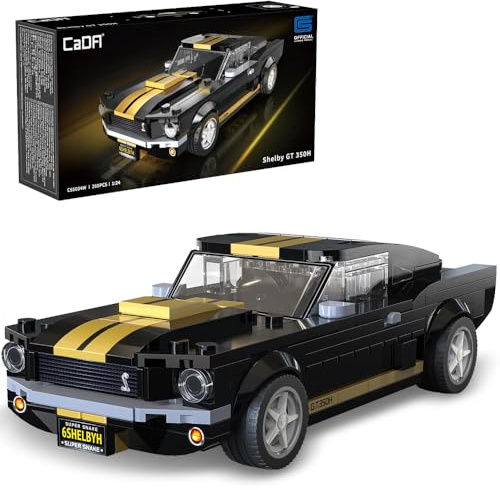 CaDA C55034W Shelby GT 350H Mustang Black Supercar Building Block Model, 285 Pieces, 1:24 Scale, Adult Collectible Toy