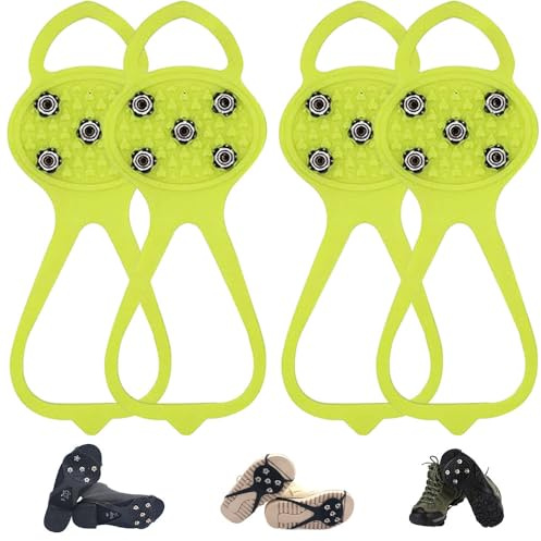 2026 New Universal Non-Slip Gripper Spikes, 5-Claw Anti-Slip Gripper Spikes Silicone Traction Cleats for Shoes, Anti-Slip Ice & Snow Grips for Hiking, Walking, Climbing & Fishing (Yellow 2pcs, Child)