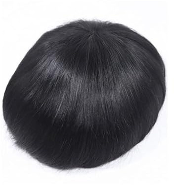 Für Männer Toupet for Männer, Echthaarsystem, feine Mono-Dünnhaut, NPU und französische Lace-Front-Prothesen-Haarteile Perückenkopf(6x9)