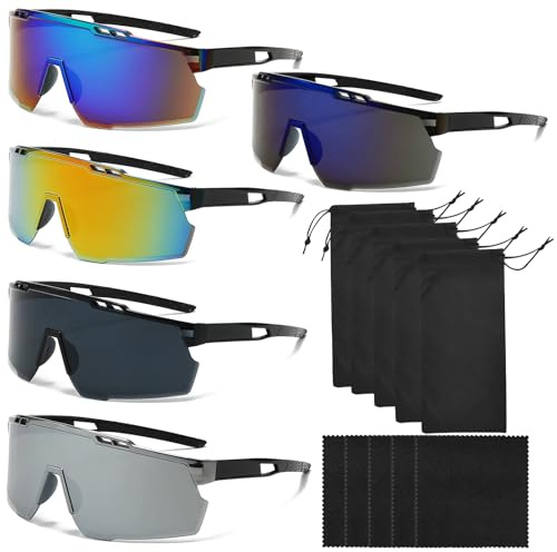 MENUY 5 Unidades Gafas Rápidas para Correr Hombres Polarizadas UV400 Gafas de Ciclismo Gafas de Esquí Gafas Deportivas Para Hombre Y Mujer Ciclismo Correr Béisbol Golf Esquí Montañismo Pesca