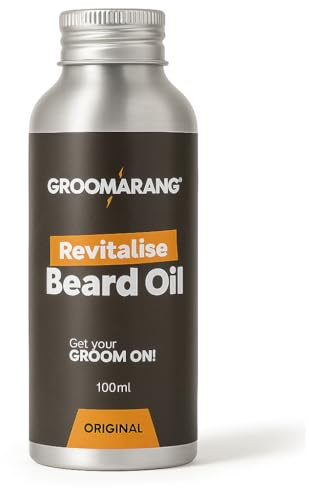 Groomarang Revitalise skäggolja 100 ml | Fuktkräm & balsam för mjukt skäggigt hår | 100 % naturligt, veganskt och organiskt | perfekta presenter till honom