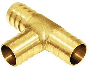 Joywayus 5/8 Hose Barb Tee T 3 Way Union Fitting Intersection/Split Brass Water/Fuel/Air
