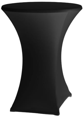 HENDI Stehtischhusse, Stoff: Glatt Jersey 160 g/m², 90% Mikropolyester / 10% Elastan, Kein Bügeln nötig, Passend für Stehtische mit einer Tischplatte von ø70-85cm, ø850x(H)1150mm, Schwarz
