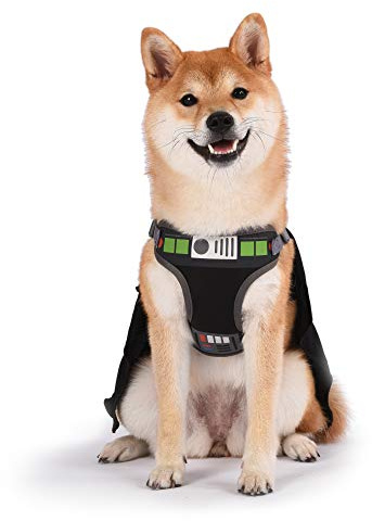 Darth Vader Cosplay Hundegeschirr für große Hunde, L - Schwarzes No Pull Hundegeschirr mit Kapuze | Star Wars Merch für Hunde oder Star Wars Haustierkostüm