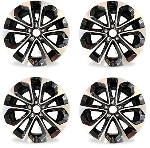 SET OF 4 New 18 18x8 Alloy Wheels For 2013-2015 Honda Accord Machined Black OEM Design Replacement Rim