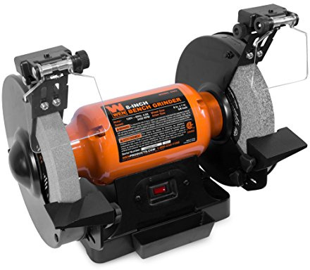 WEN BG4282 4.8-Amp 8-Inch Single Speed Bench Grinder with LED Work Lights, 14 x 10 x 11.75 inches, Black and Orange