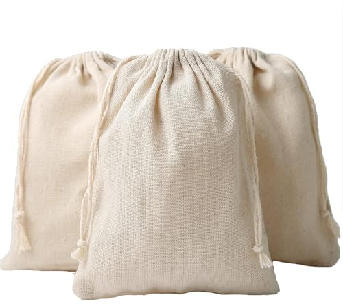 HERZWILD 20 st bomullspåsar 17 x 23 cm liten väska med dragsnöre påsar presentpåsar jutepåse för bröllop fest (17 x 23 cm)