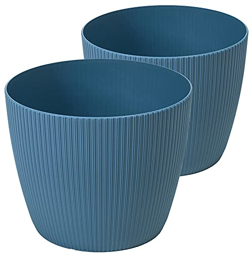 Tymar Macetero de 2 unidades, forma redonda, 2 unidades, azul marino, diámetro de 18 cm