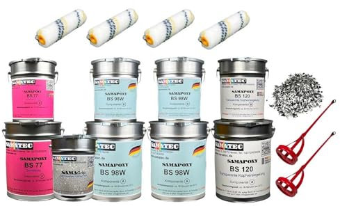 2K Epoxidharz Bodenbeschichtung DIY für Garagenboden, Werkstattboden, Hallenboden, Industrieboden Test Set für 5m² (RAL 7023)