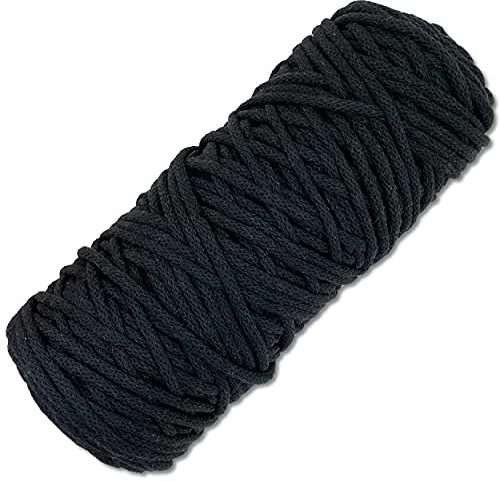 Baumwollkordel 100 Meter 3 mm Makramee Kordel Schnur Textilgarn Baumwollseil Turnbeutel Basteln DIY… (029 | Schwarz)