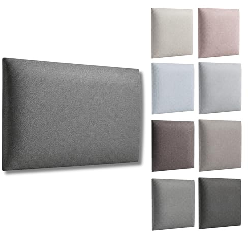 softwalls Wandpolster Savona Webstoff I 50x30 cm I Wandkissen I Wandpaneele in Grau 20 I Oeko-TEX I Handgefertigt EU