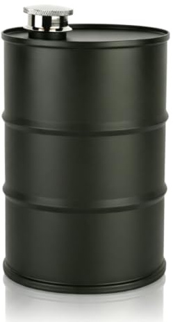 Flachmann, Ölfass, übergroßerFlachmann, 700 ml, tragbar, Edelstahl, Bierfass, Wein, Schnaps, Flachmann mit Verschlussdeckel(Grün)