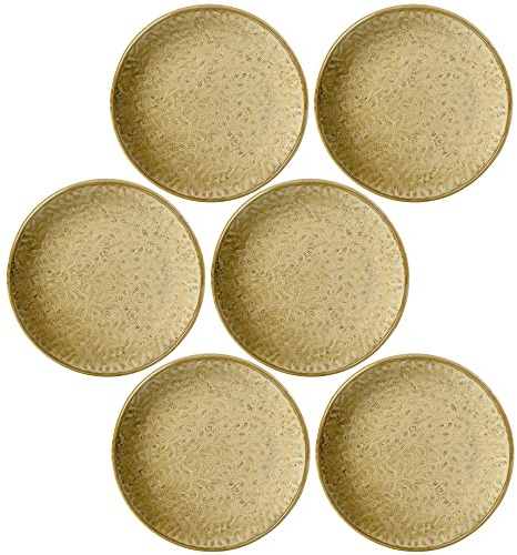 Leonardo Matera 018371 Lot de 6 assiettes en céramique Passe au micro-ondes Beige avec bord Ø 16,3 cm