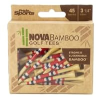 PrideSports Nova Bamboo Golf Tees - 45 Count, 2-3/4 Inch - Red/White/Blue Stripe - Striped for Consistency