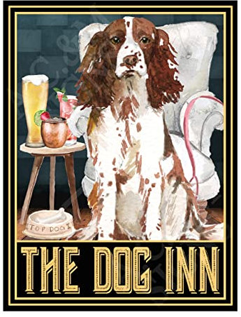 Metal Sign Plaque The Dog Inn Springer Spaniel Home Bar Man Cave Garden Shed Garage Pub Decor Shed Garage size 10x8in ref8073