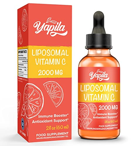 Liposomales Vitamin C 2000 mg Flüssiges Ergänzungsmittel, Maximale Absorption, Hochwirksames veganes Vit C, Ascorbinsäure, Nicht-GMO, Glutenfrei, Sojafrei