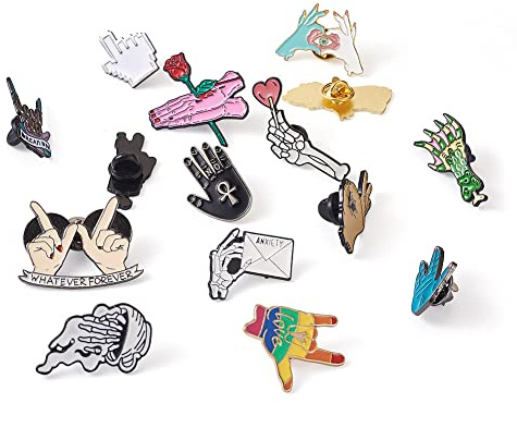 Pandahall Various Theme Alloy Enamel Brooches Lapel Brooch Enamel Pin Set