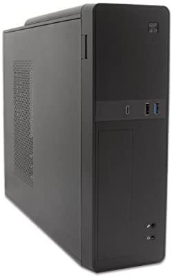 CoolBox T310 - Caja PC Micro ATX Slim con Fuente 300SBZ. USB-C, USB 3.0 y Lector de Tarjetas SD Frontal, Admite Tarjeta Gráfica Low Profile, Convertible: colocación Vertical u Horizontal. Color Negro