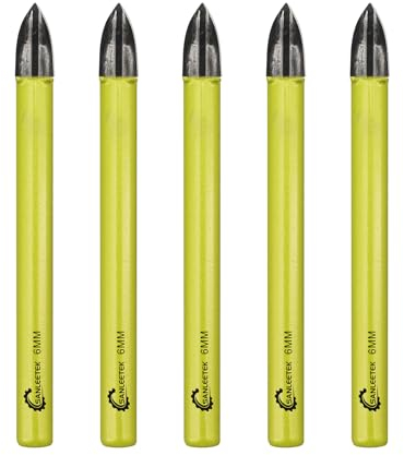 SANLEETEK Juego de Brocas Carburo - 5piezas 6mm Carburo de Tungsteno con Mango Redondo para Madera Plástico Mampostería Baldosa cerámica Hormigón