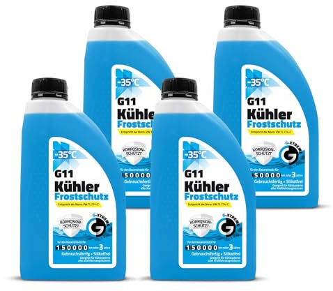 Gamix Kühlerfrostschutz G11 – Gebrauchsfertige Kühlflüssigkeit Auto – Frostschutz bis -35 °C – 3 Jahre Schutz – 4 L