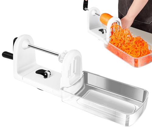 Teksome Cortadora de Patatas en Espiral,Cortadora de Verduras en Espiral, Cortadora de Verduras rotativa con 4 cortadores, Rallador de Patatas para Patatas, Zanahorias, pepinos, Queso, procesador