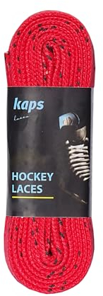 Kaps Wasserfeste Schnürsenkel aus Polyester für Schlittschuhe | Extrem Reißfest (190 daN), Wasserfest | Für Eishockey Schlittschuhe (Rot und Schwarz - 213 cm)