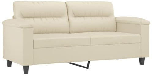 vidaXL Sofa 2-Sitzer, Loungesofa Couch mit Armlehnen Rückenkissen, Wohnzimmersofa Designsofa mit Metallgestell, Sitzmöbel Zweisitzer, Creme Kunstleder