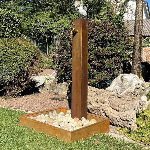 Fontana da giardino in acciaio corten (Con base)