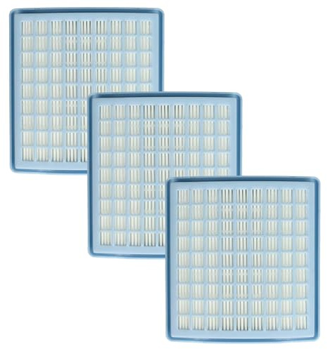 vhbw 3x filtro compatibile con Miele S144 Brillant 1300, S144 Gallery Tappeti Moquette aspirapolvere - filtro HEPA aria di scarico bianco/azzurro