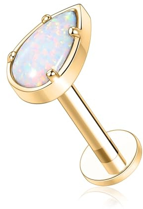 hengkaixuan Gold Labret Schmuck G23 Titan Labret Studs 16G Lip Studs CZ/Opal Knorpel Ohrring Flatback Ohrring mit Innengewinde Monroe Lip Helix Knorpel Conch Tragus Ohrring Piercing 6 8 10mm