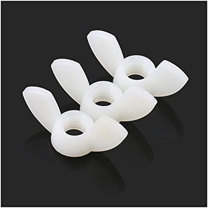 Flügelmutter, Schmetterlingsmutter, weiße Nylon-Flügelmuttern, handfest, Kunststoff-Flügelmutter, Flügelmutter M3, M4, M5, M6, M8, M10, M12, Befestigungselemente (Farbe: Weiß, Größe: M12 (5 Stück).