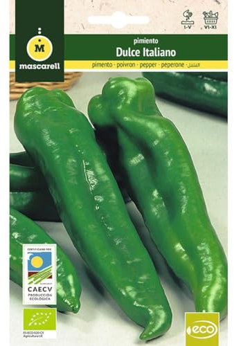Mascarell Semillas, PIMIENTO DULCE ITALIANO, Semillas Ecológicas, 0,5 Gramos
