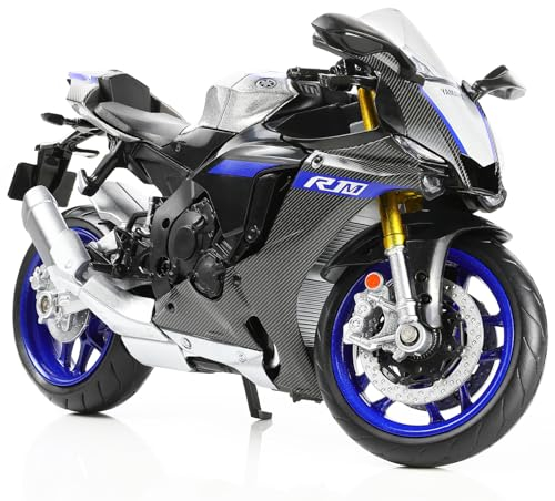 Risopen 1:12 Motorrad Modell kompatibel für Yamaha YZF-R1M 1000R Legierung Diecast Motorrad Modell Spielzeug Mini Moto Geschenk (Silber)