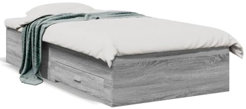 LAPOOH Bettgestell mit Schubladen Grau Sonoma 100x200 cm Holzwerkstoff, Bett, Bettgestell, Jugendbett, Schlafzimmer Bett, Bed Frame -3280424