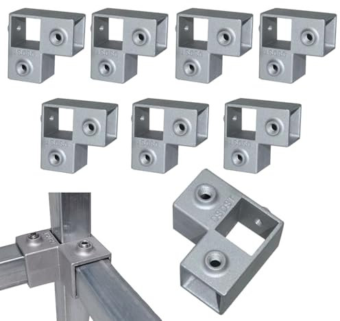 Connecteur de tube carré en SiegYma 3 voies 90 degrés 8 pièces L en alliage d'aluminium chaîne carrée rails de clôture colliers de serrage pour raccord de tuyau carré