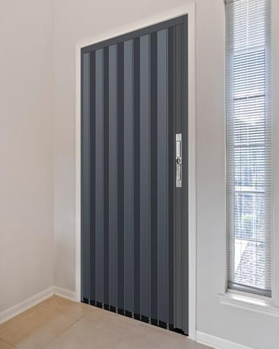 Schiebetür Falttür Abschließbare Falttür mit Ziehharmonika-Design, Schiebetüren aus Aluminiumlegierung dür Den Schrank zu Hause, Badezimmer, Schlafzimmer, Wohnmobil, Sichtschutz, Raumteiler(72x80in(18