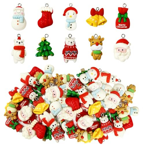 30 Pièces Noël Pendentifs, Décoration Sapin, Suspensions, Breloques, Bracelet DIY Collier