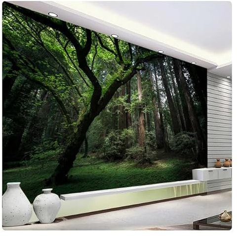 vsdhlsidgl Personnalisé N'importe Quelle Taille Photo Murales 3D Papier Peint Rétro Vert Forêt Vierge Paysage Mur Tissu Salon Chambre Décor À La Maison Fresque*200cmx140cm(78.7x55.1inch)