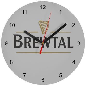 Horloge Murale en Verre - Brewtal Bière Brune Bar Stout Irlande - Diamètre 20 cm - Gris